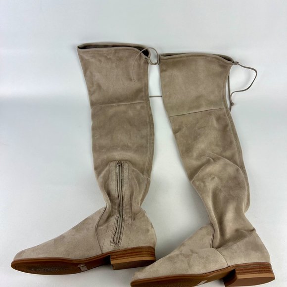 Gianni Bini Womens Fremaux Over the Knee Boots Taupe Tan Microsuede OTK size 6 - Picture 5 of 13